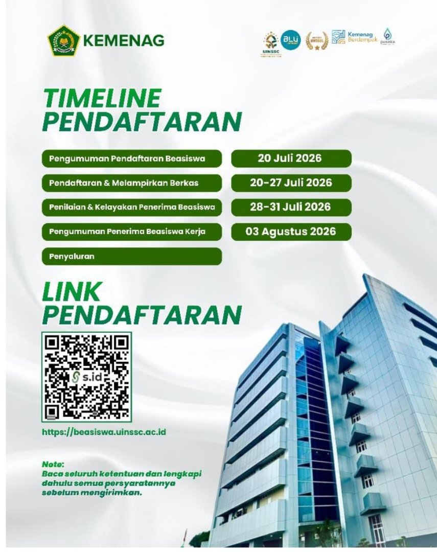 UIN Siber Syekh Nurjati Cirebon Buka Pendaftaran Beasiswa Kerja 2026, Cek Syarat dan Jadwalnya!